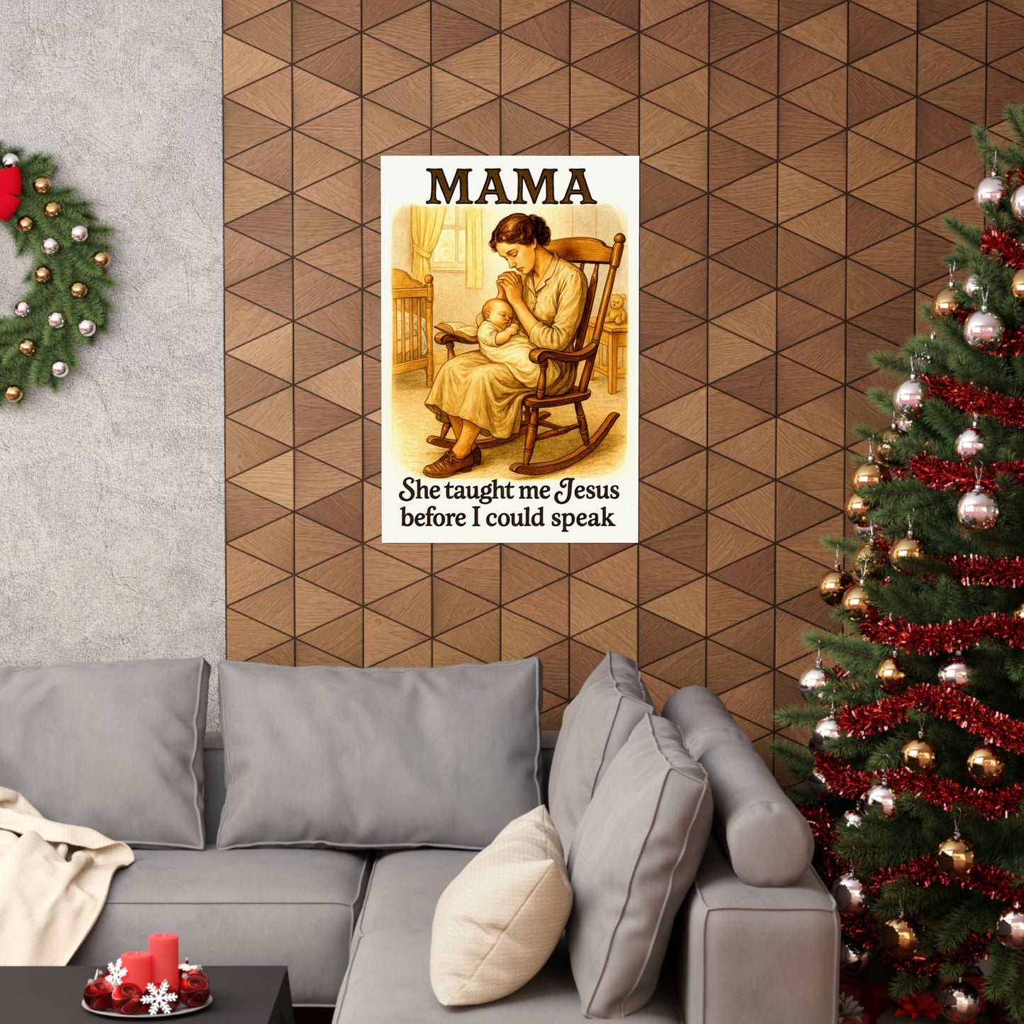 Mama – She Taught Me Jesus Before I Could Speak | Faithful Motherhood Wall Art Print