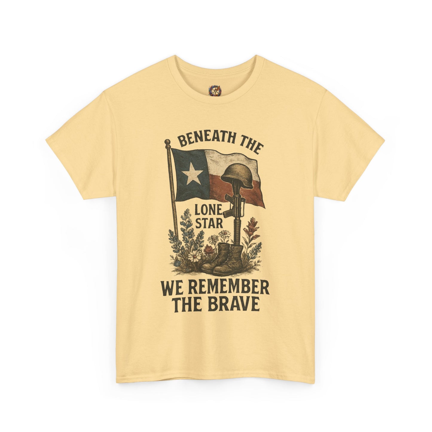 Beneath the Lone Star – Texas Patriotic Memorial Tribute T-Shirt (Gildan 5000)
