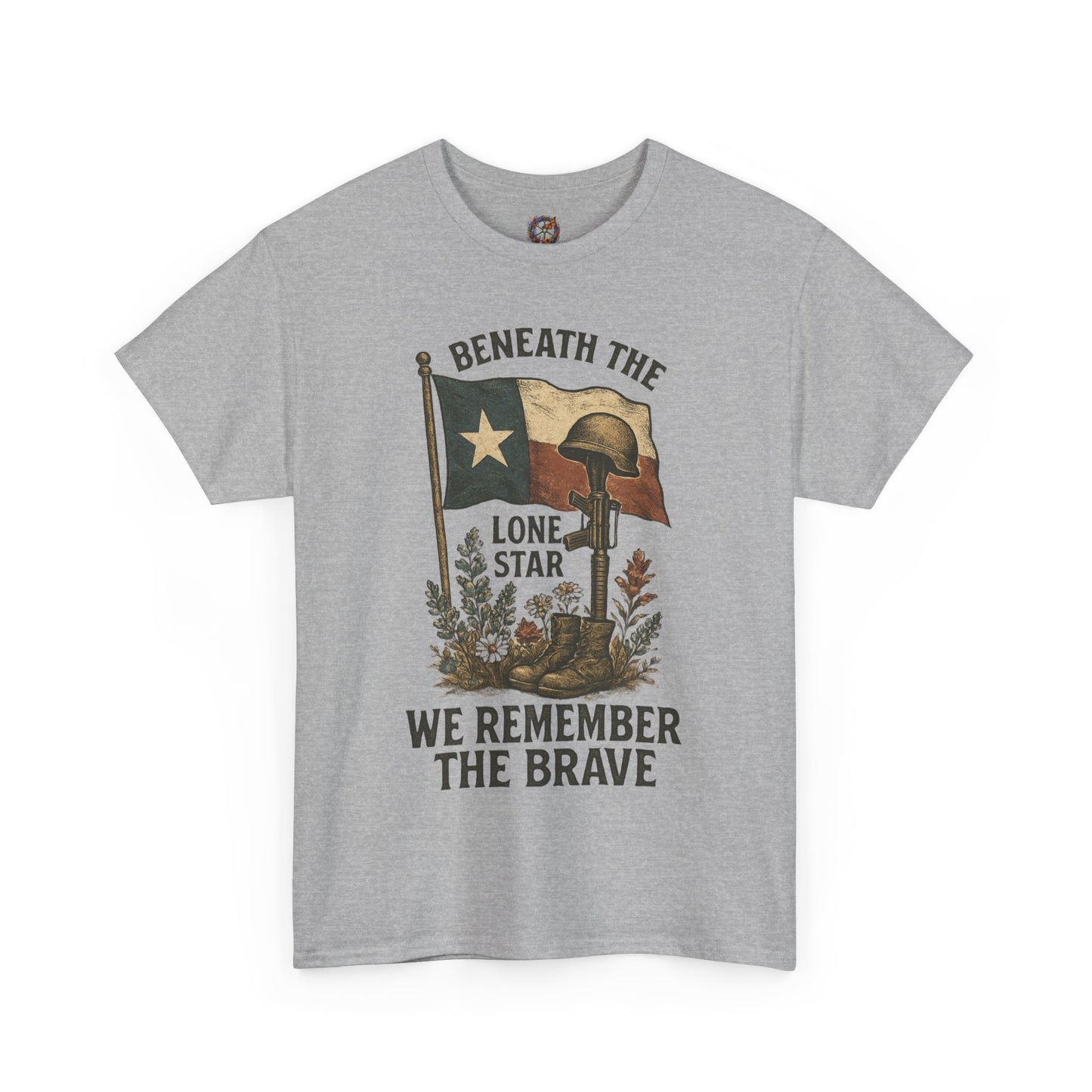 Beneath the Lone Star – Texas Patriotic Memorial Tribute T-Shirt (Gildan 5000)