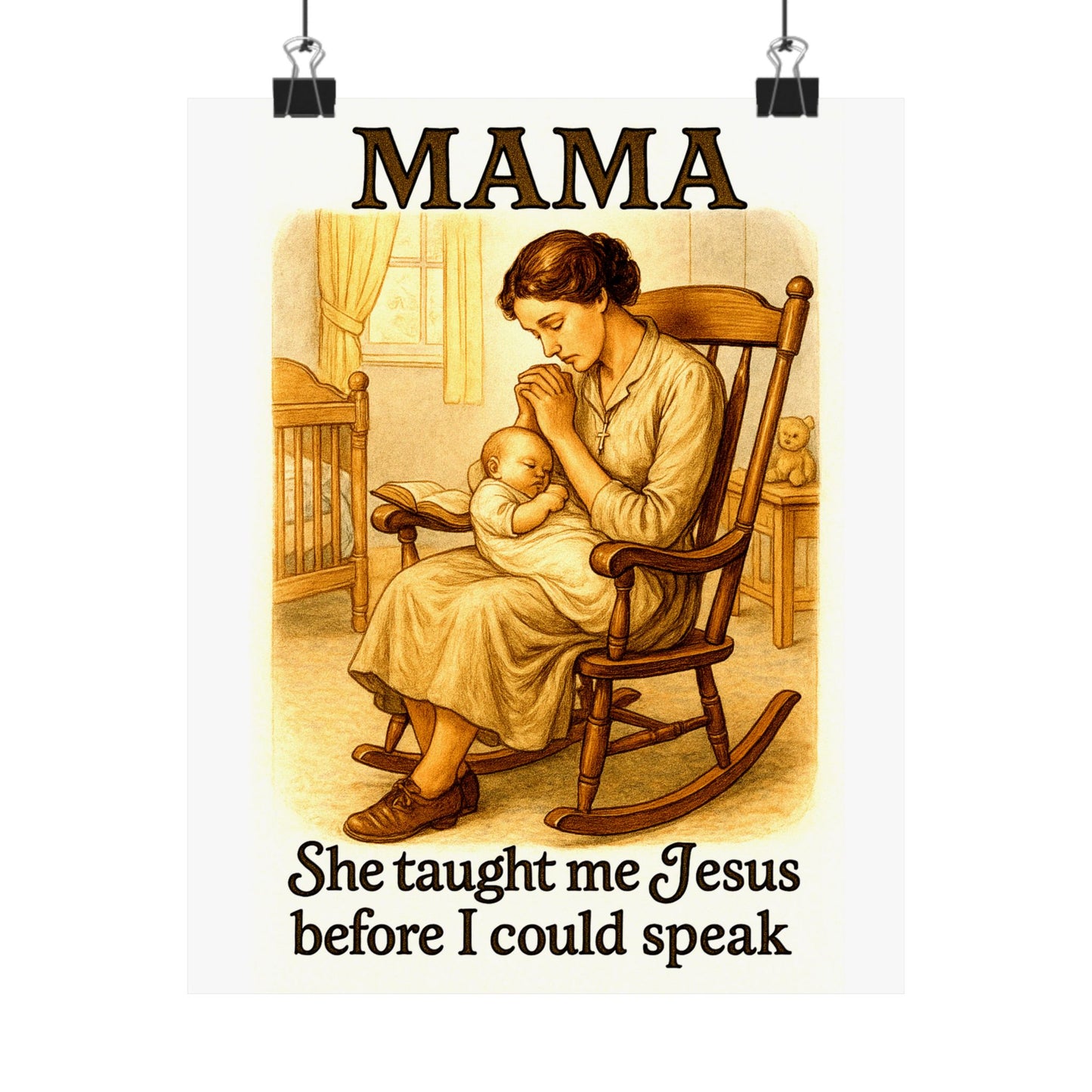 Mama – She Taught Me Jesus Before I Could Speak | Faithful Motherhood Wall Art Print