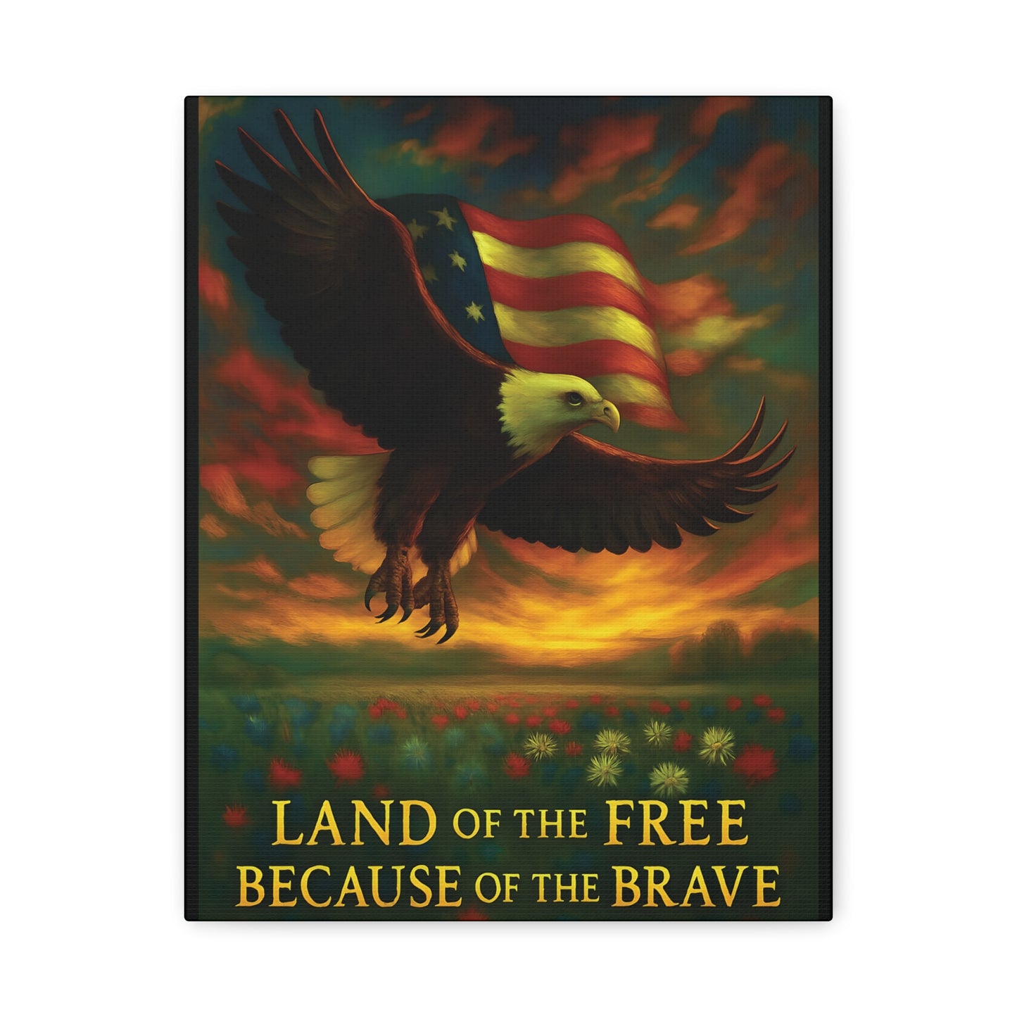 Land of the Free Because of the Brave – Patriotic Canvas Wall Art