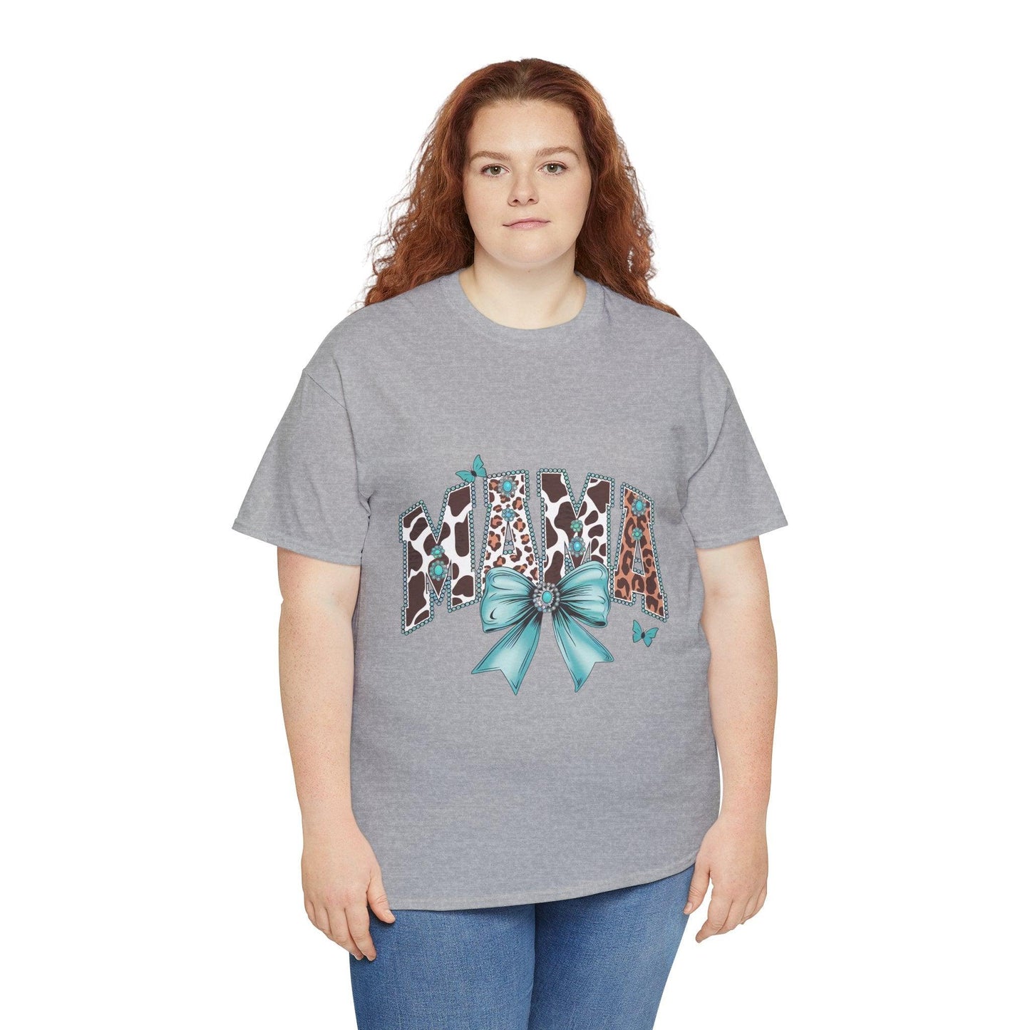 Unisex Tee - Mama Coquette Cow Turquoise Bow - Motor Girl Boutique