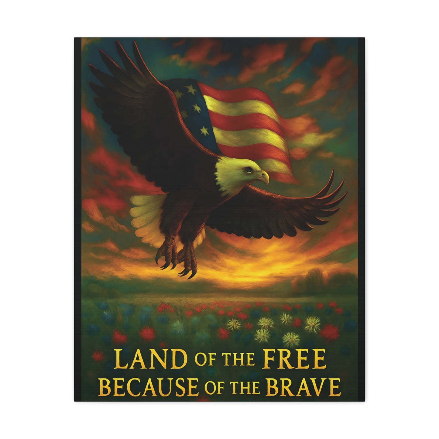 Land of the Free Because of the Brave – Patriotic Canvas Wall Art