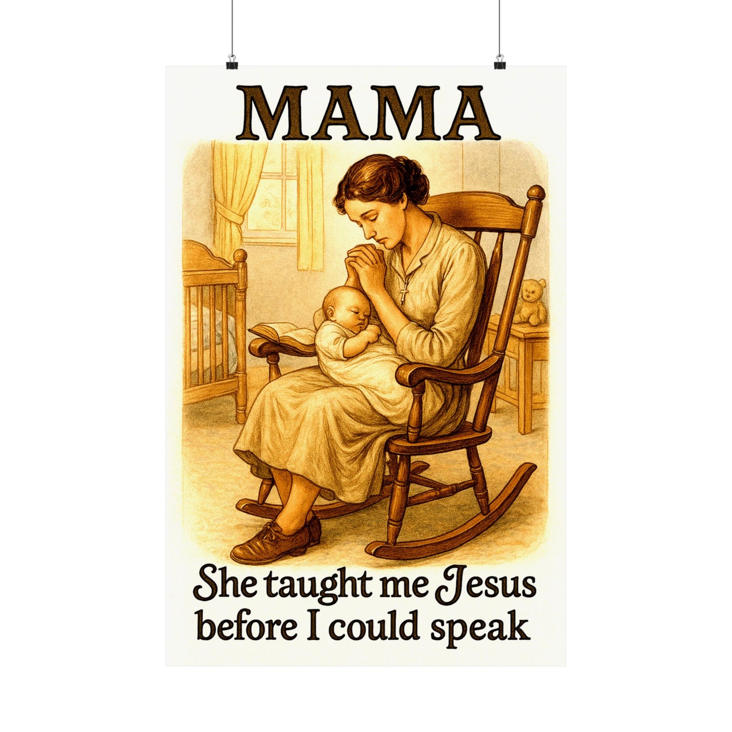 Mama – She Taught Me Jesus Before I Could Speak | Faithful Motherhood Wall Art Print