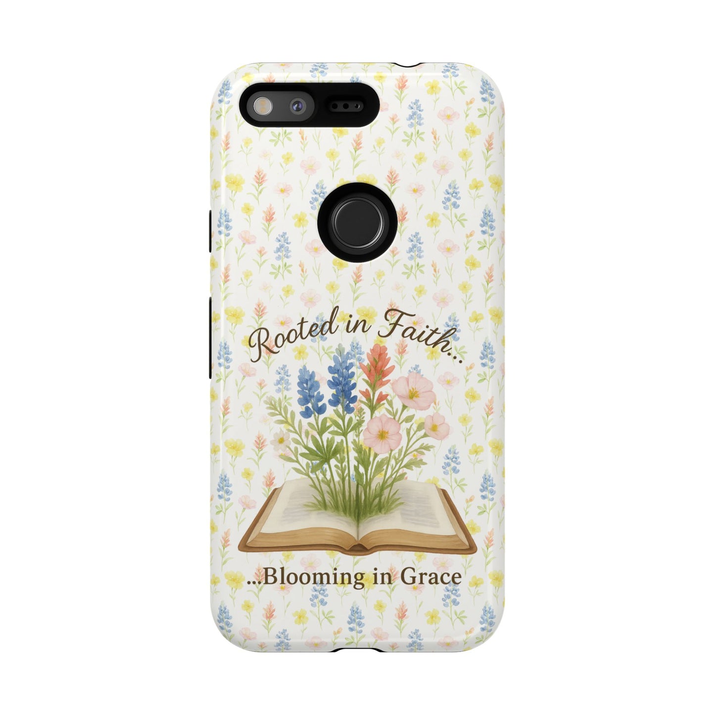 Rooted in Faith, Blooming in Grace Phone Case – Floral Scripture Design for iPhone & Samsung