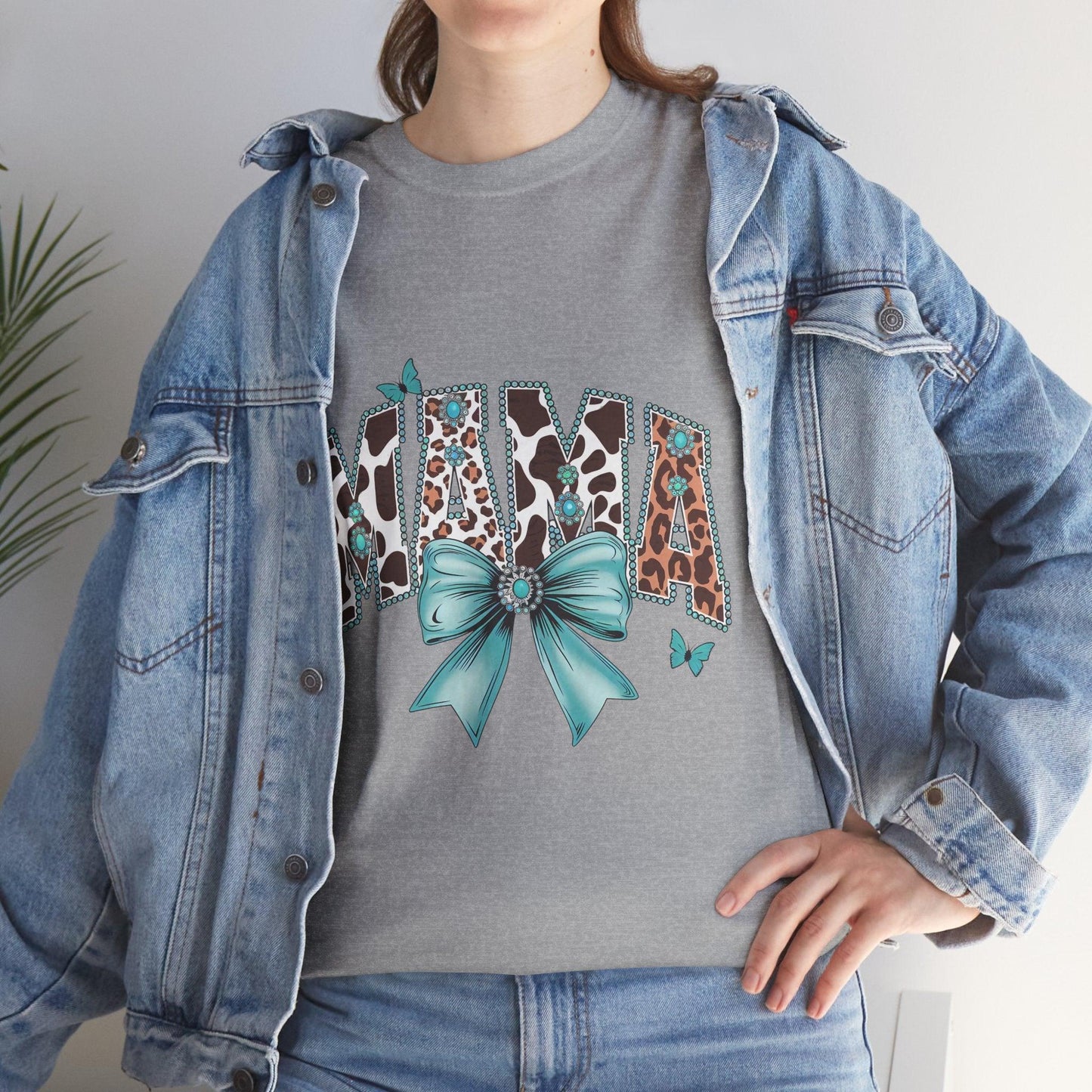 Unisex Tee - Mama Coquette Cow Turquoise Bow - Motor Girl Boutique