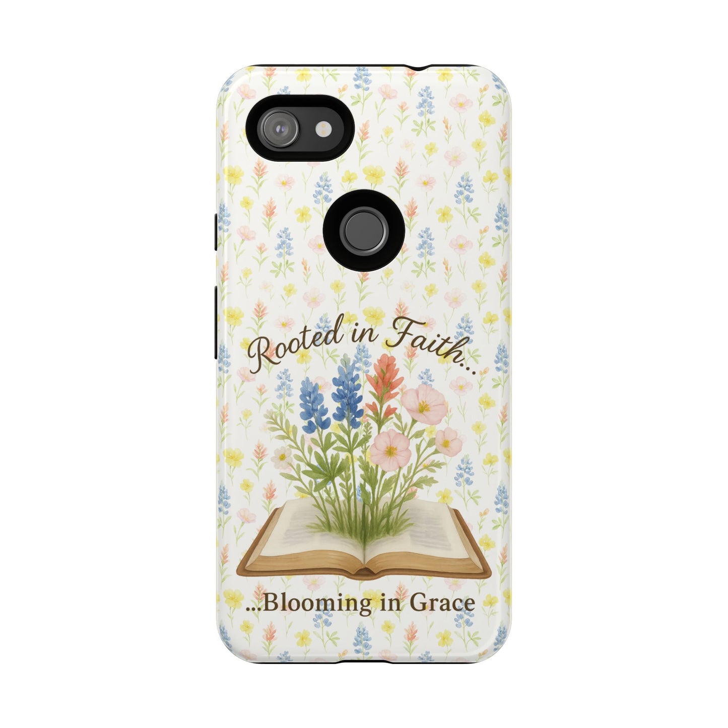 Rooted in Faith, Blooming in Grace Phone Case – Floral Scripture Design for iPhone & Samsung