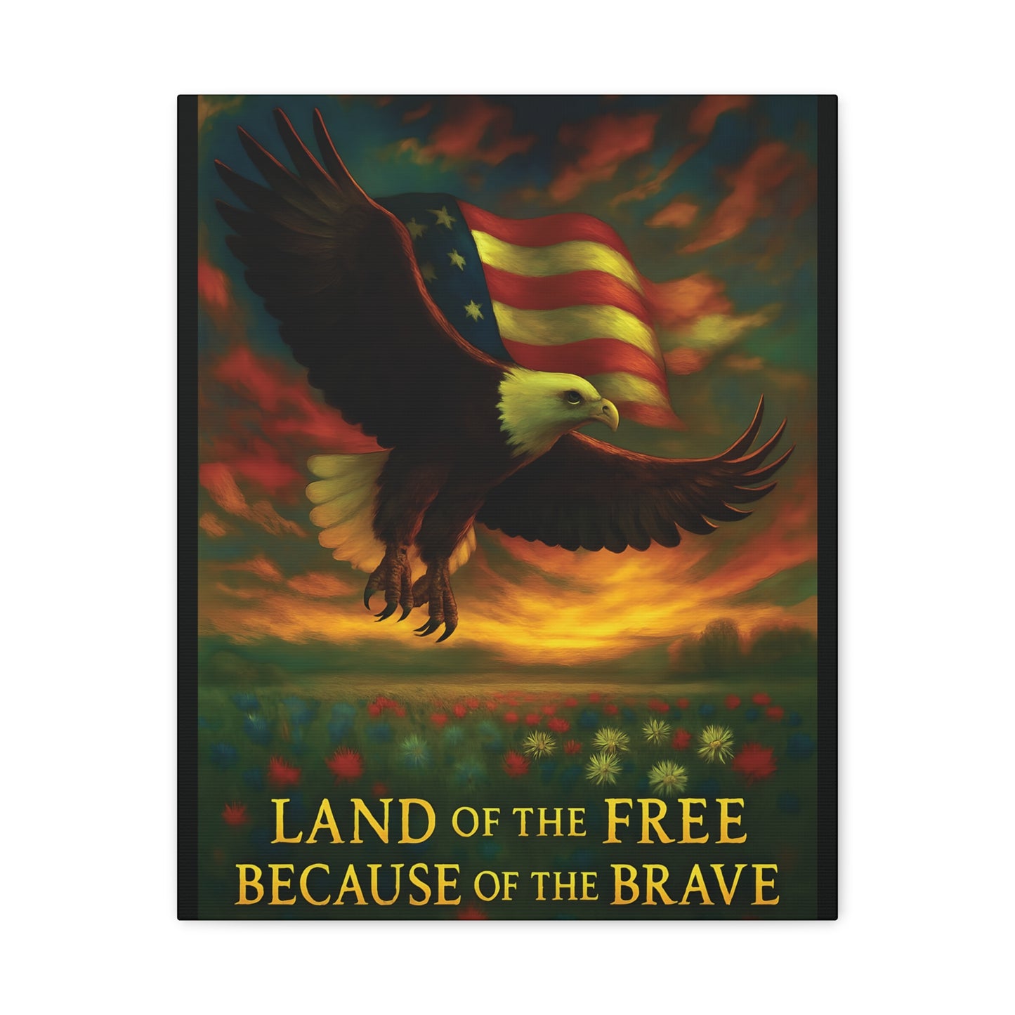 Land of the Free Because of the Brave – Patriotic Canvas Wall Art
