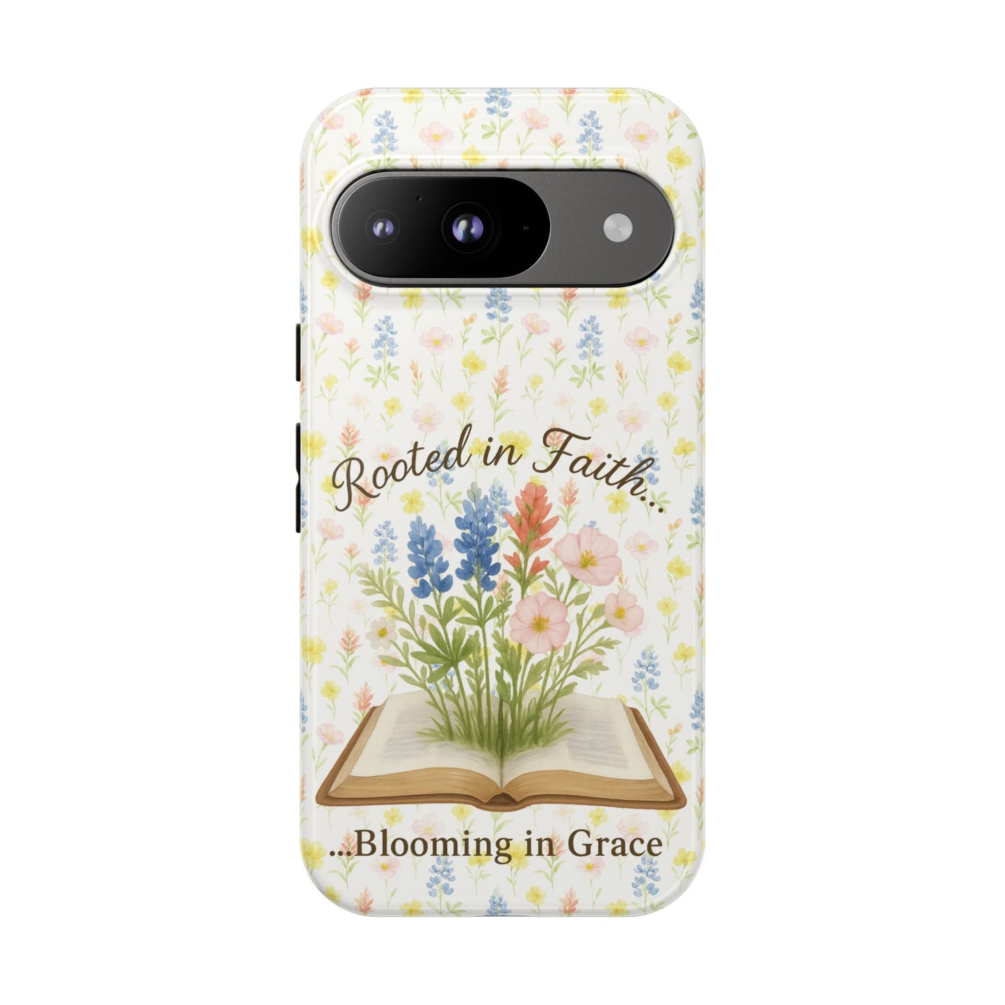 Rooted in Faith, Blooming in Grace Phone Case – Floral Scripture Design for iPhone & Samsung