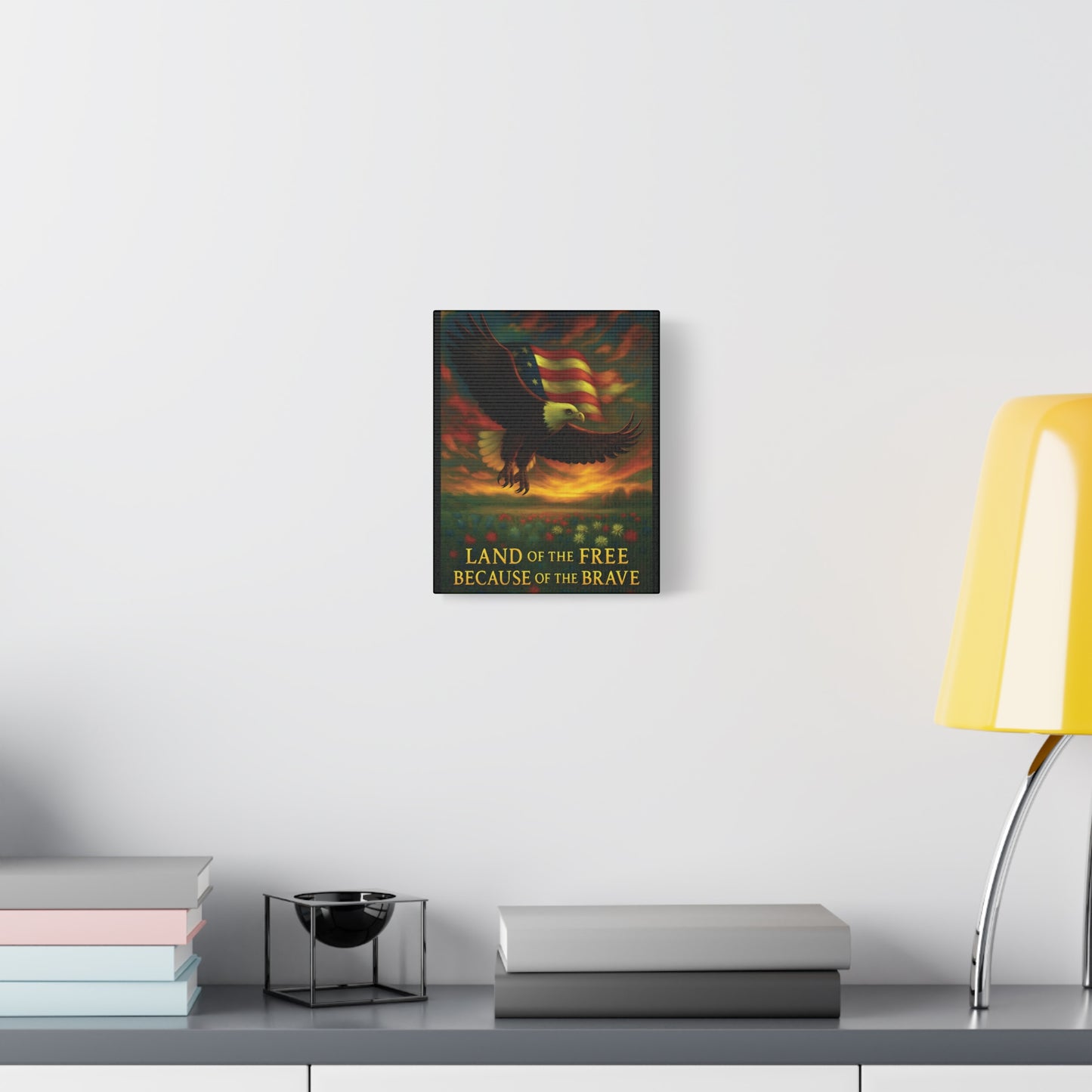 Land of the Free Because of the Brave – Patriotic Canvas Wall Art