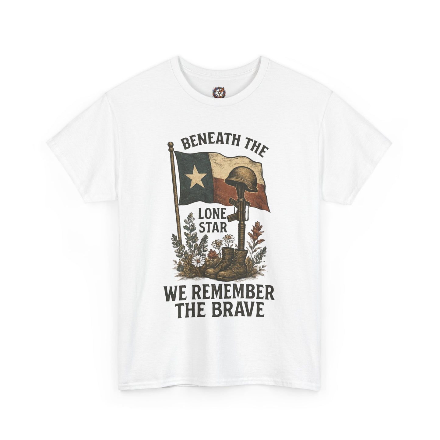 Beneath the Lone Star – Texas Patriotic Memorial Tribute T-Shirt (Gildan 5000)