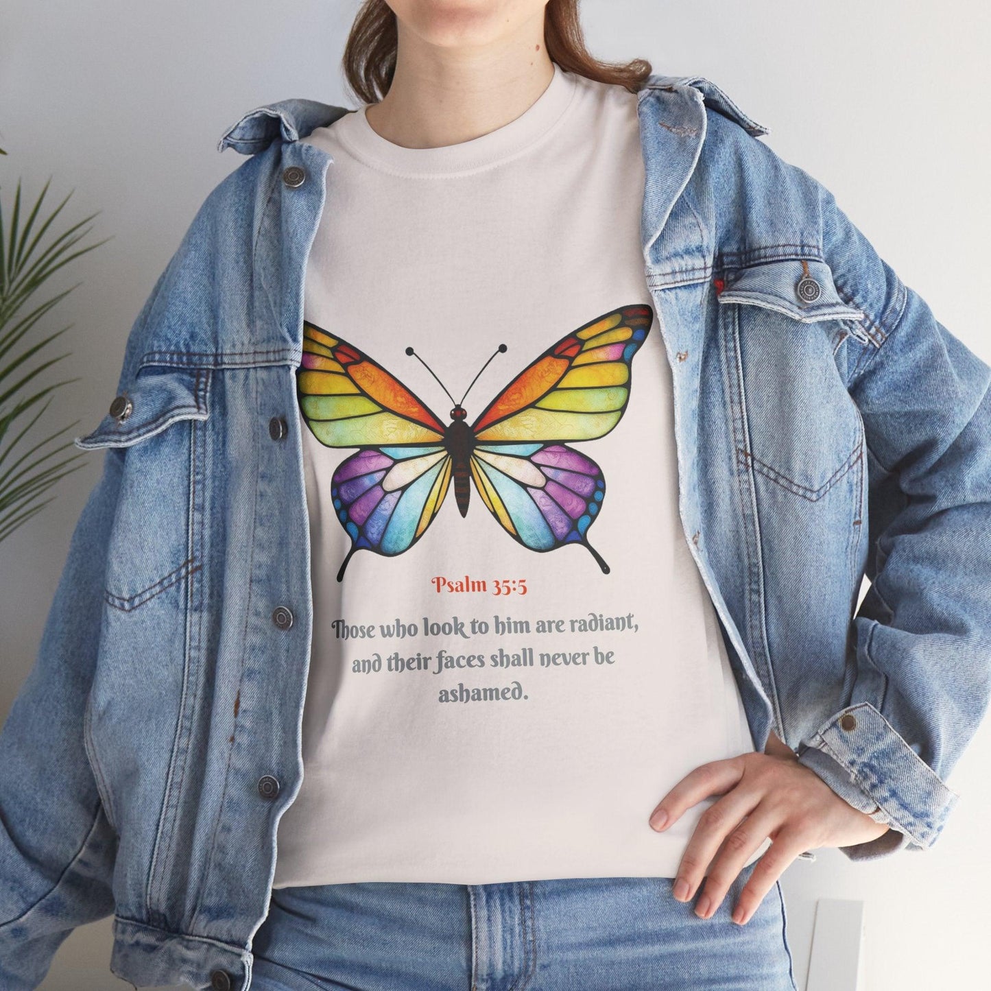 Psalm 35:5 Stained-Glass Butterfly Christian Tee - Motor Girl Boutique