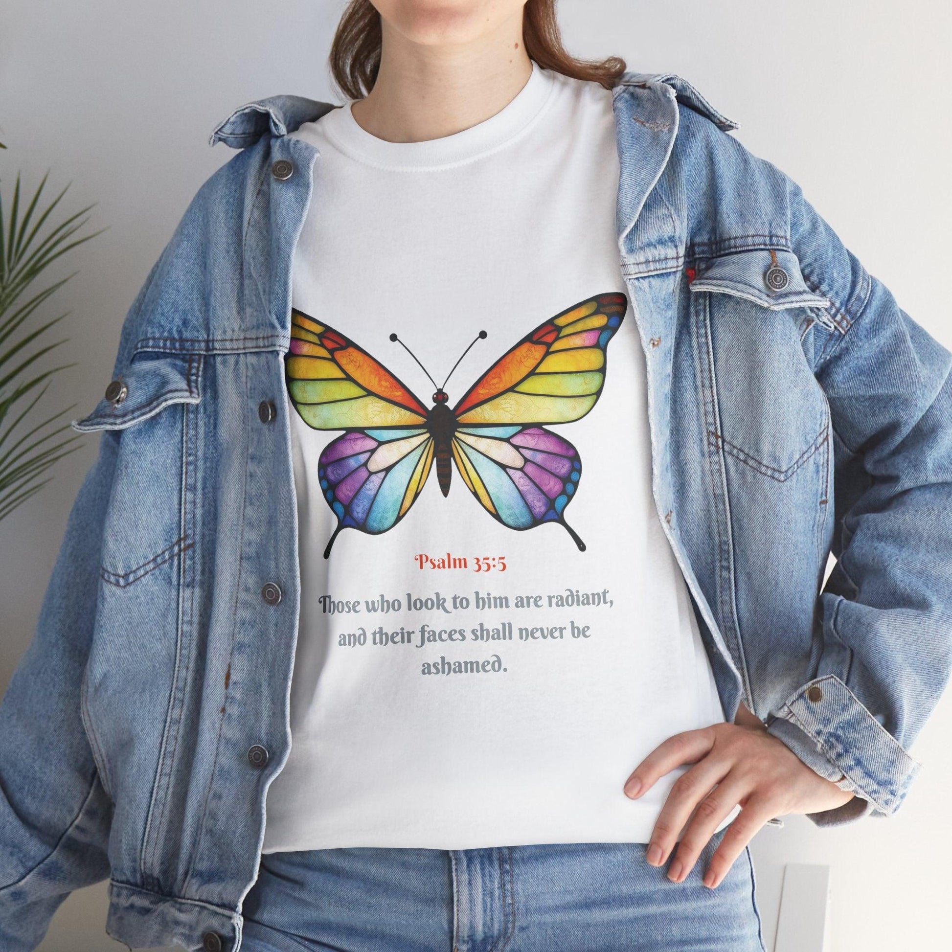 Psalm 35:5 Stained-Glass Butterfly Christian Tee - Motor Girl Boutique