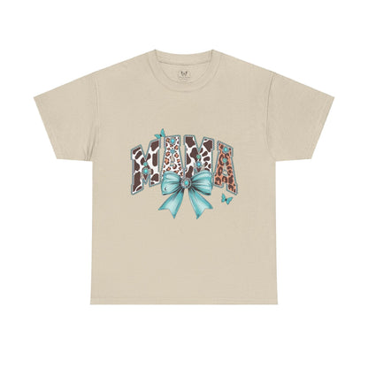 Unisex Tee - Mama Coquette Cow Turquoise Bow - Motor Girl Boutique