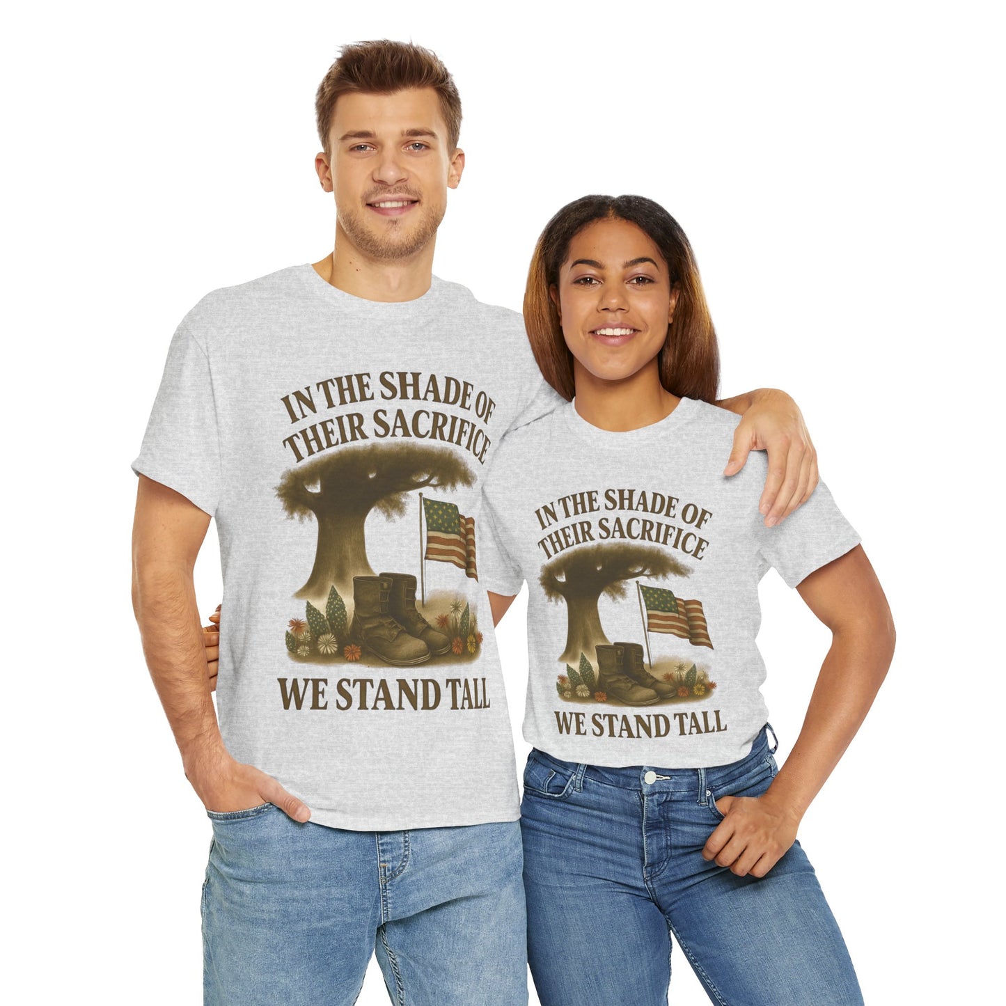 In the Shade of Their Sacrifice – Patriotic Memorial Tribute T-Shirt (Gildan 5000)