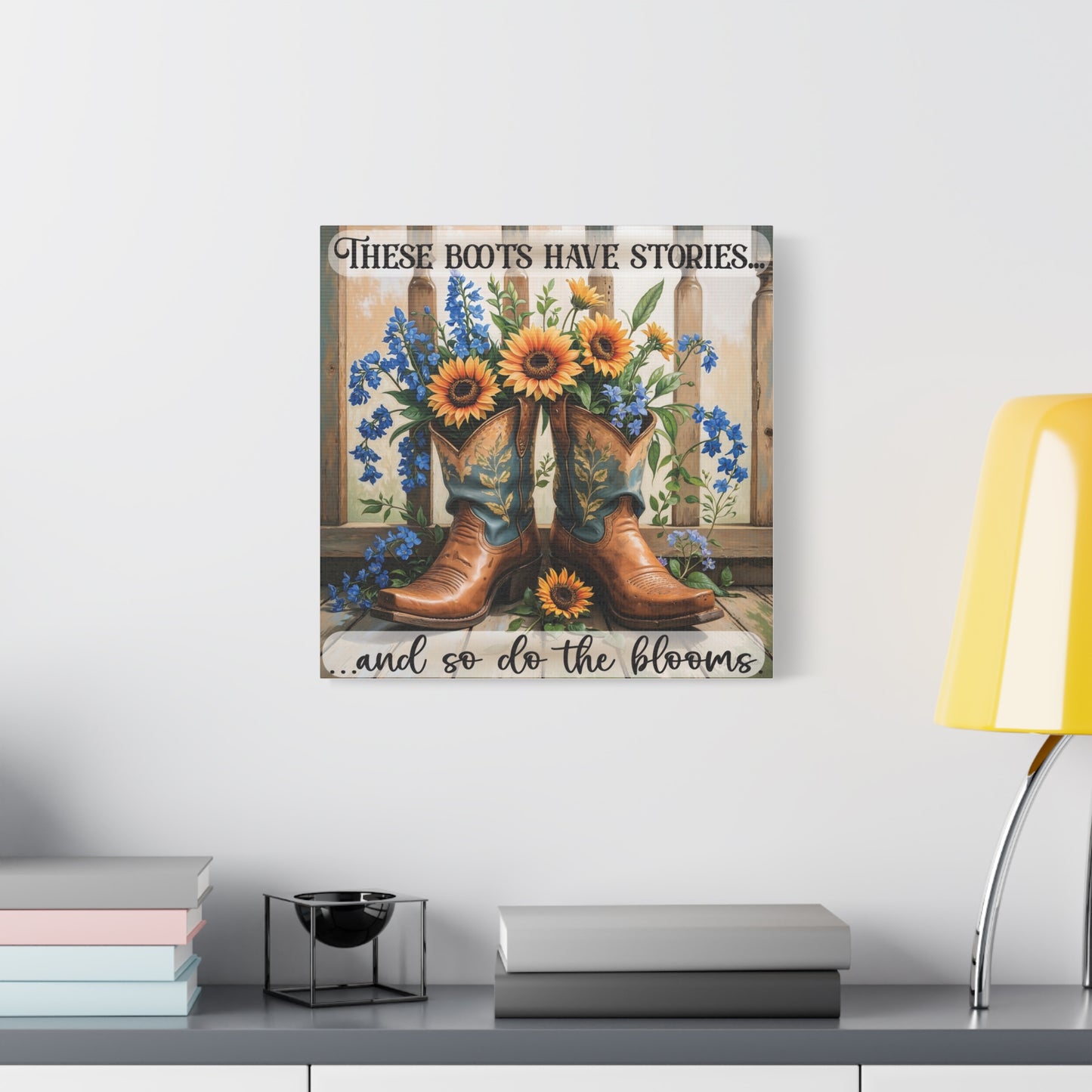 These Boots Have Stories – Premium Square Canvas Wall Art