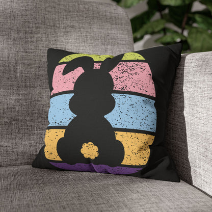 Retro Bunny Color Band Pillowcase – Double the Cuteness, Front and Back