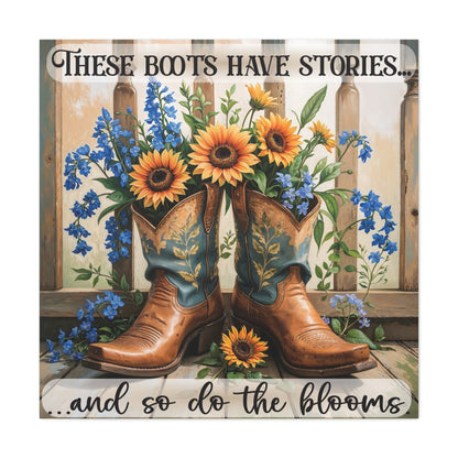 These Boots Have Stories – Premium Square Canvas Wall Art