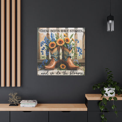 These Boots Have Stories – Premium Square Canvas Wall Art