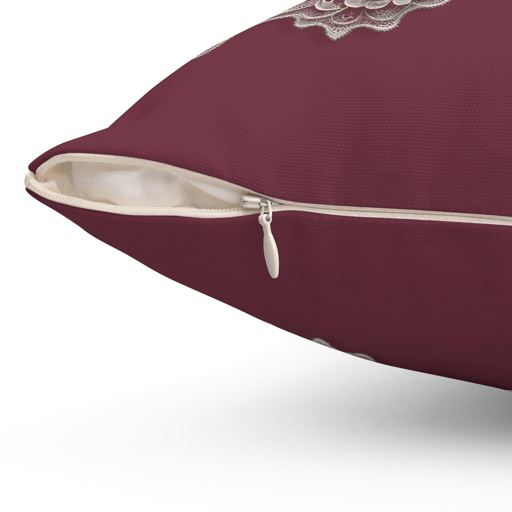 Square Pillow - Lace Butterfly on Burgundy - Motor Girl Boutique