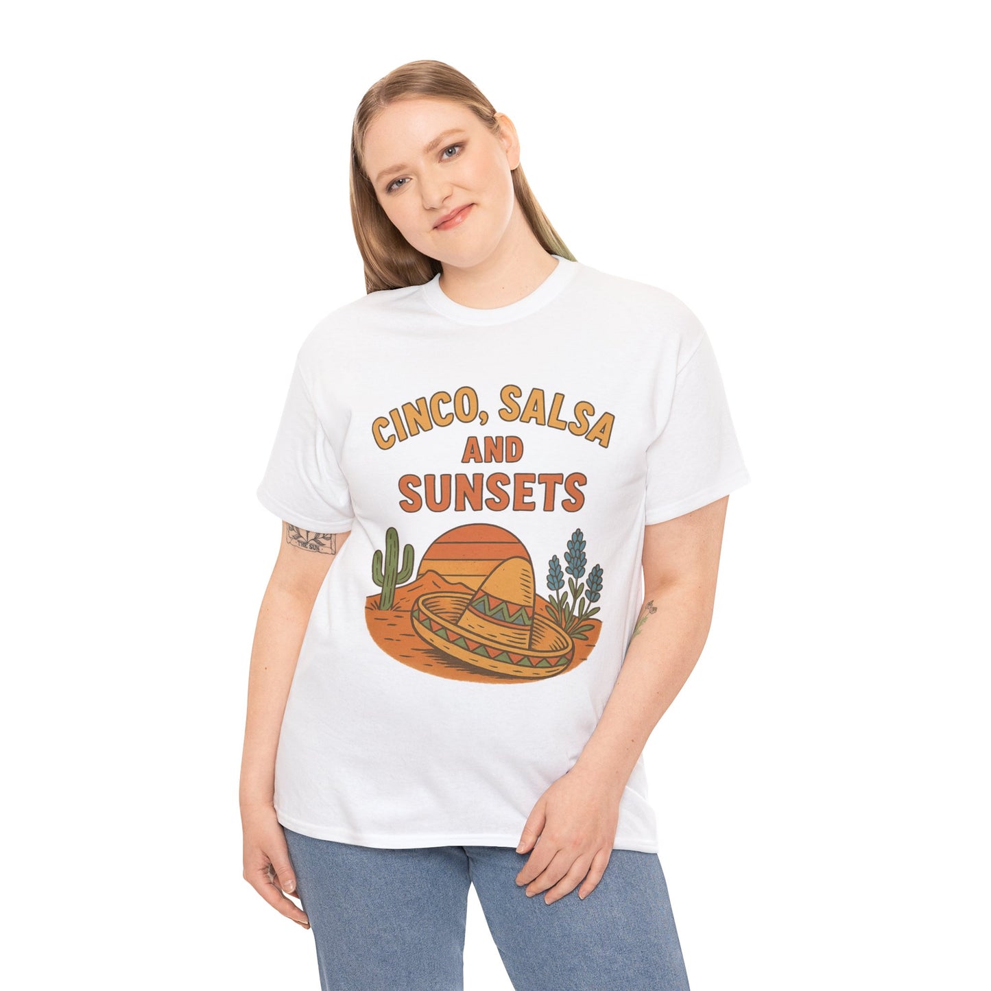Cinco, Salsa & Sunsets Vintage Desert - Gildan 5000 Tee