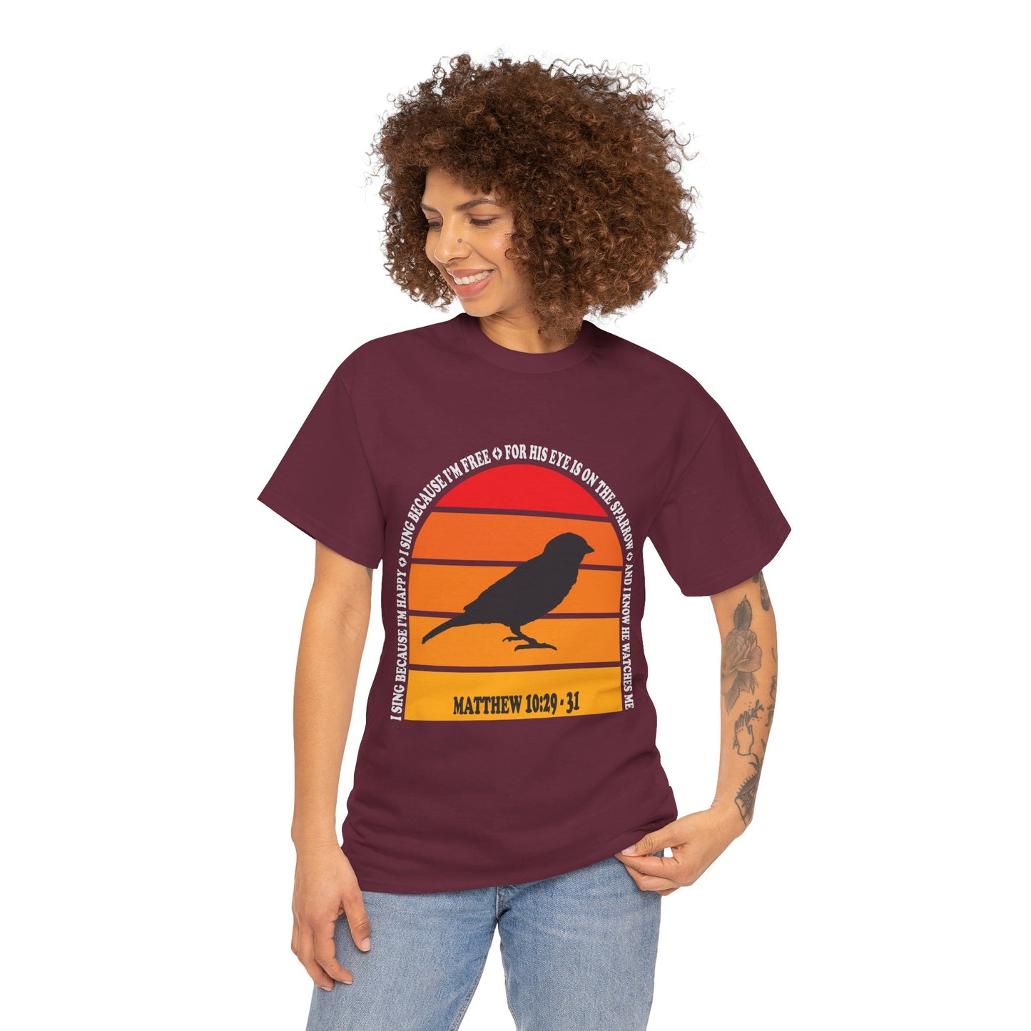 His Eye is On the Sparrow Color Band Unisex Tee