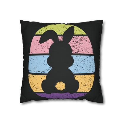 Retro Bunny Color Band Pillowcase – Double the Cuteness, Front and Back