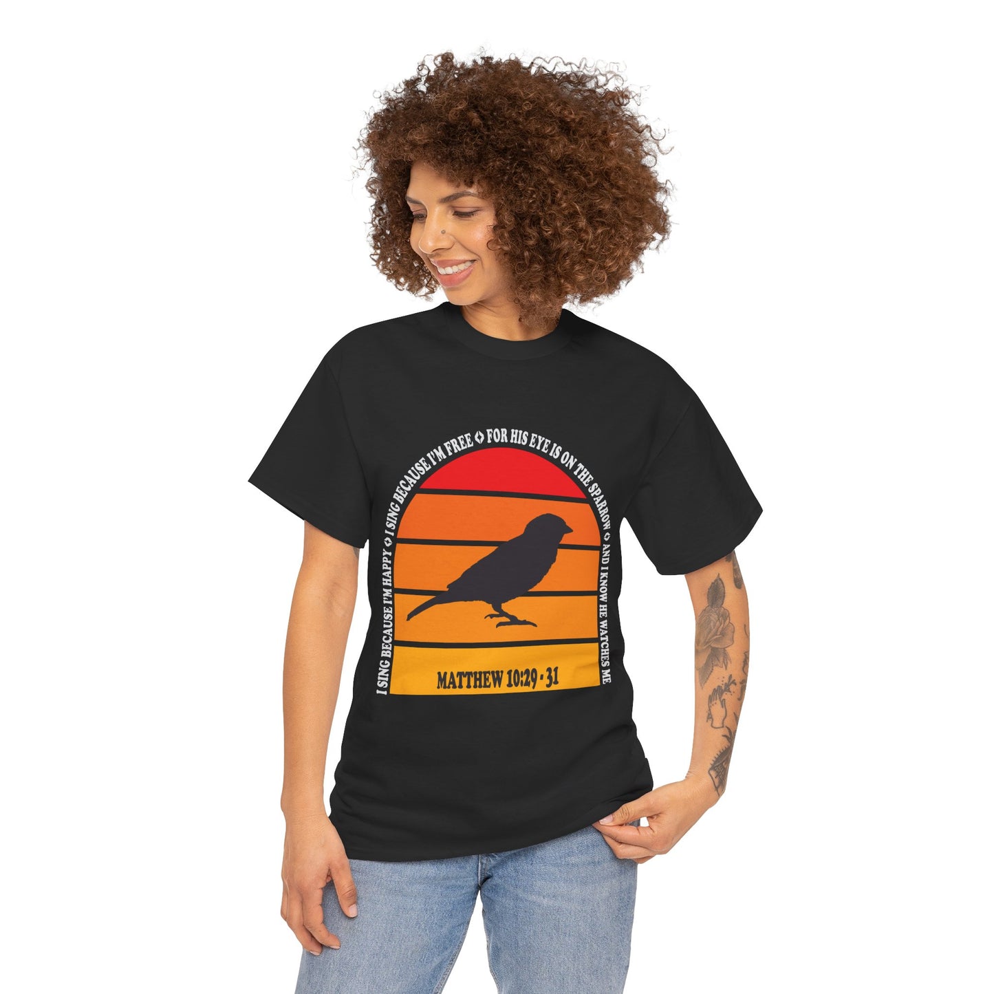 His Eye is On the Sparrow Color Band Unisex Tee
