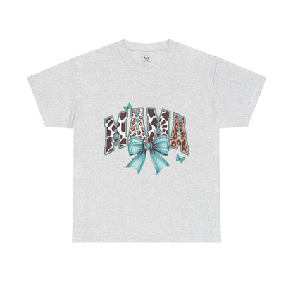 Unisex Tee - Mama Coquette Cow Turquoise Bow - Motor Girl Boutique