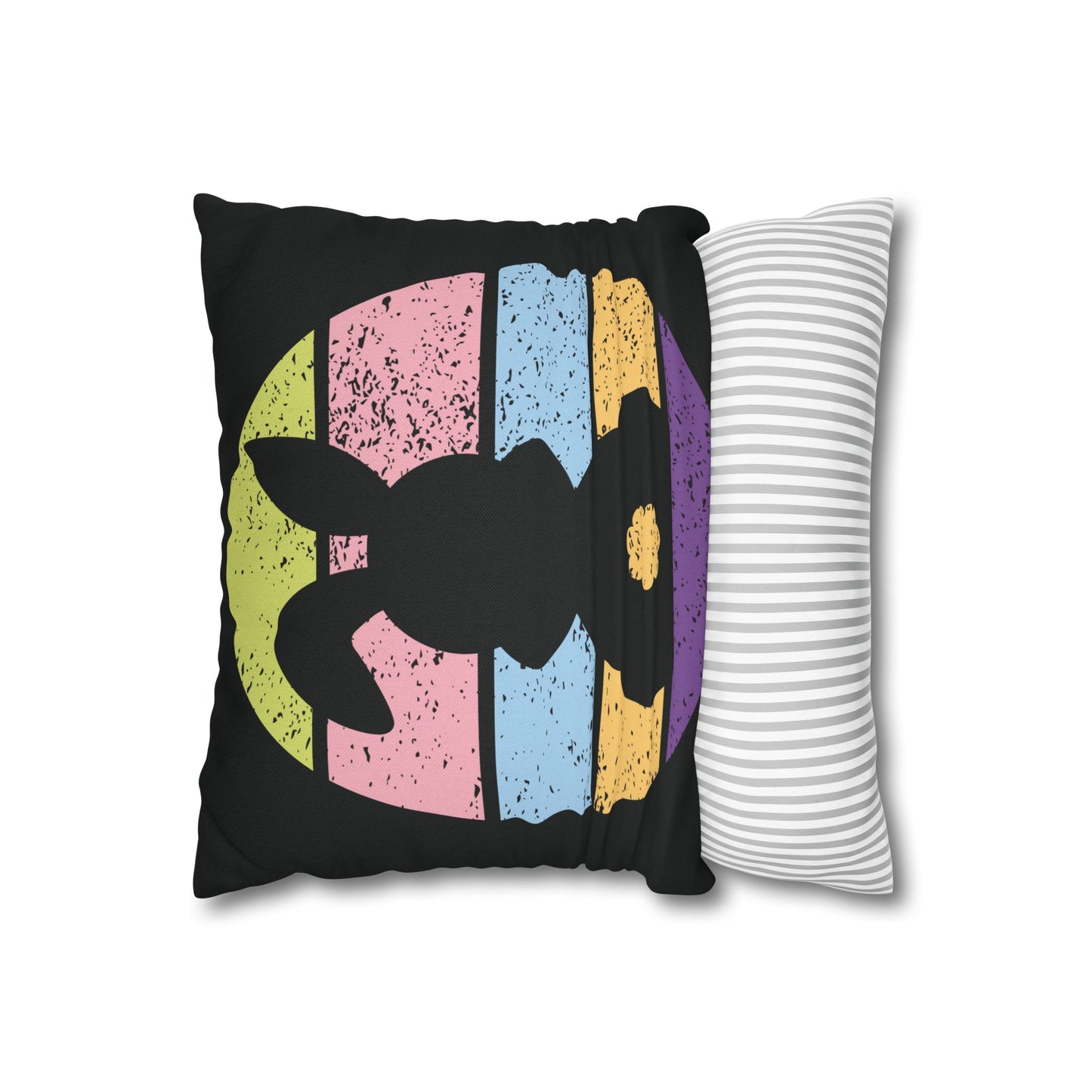 Retro Bunny Color Band Pillowcase – Double the Cuteness, Front and Back