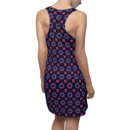 Racerback Dress - Purple and Pink Geometric Pattern - Motor Girl Boutique