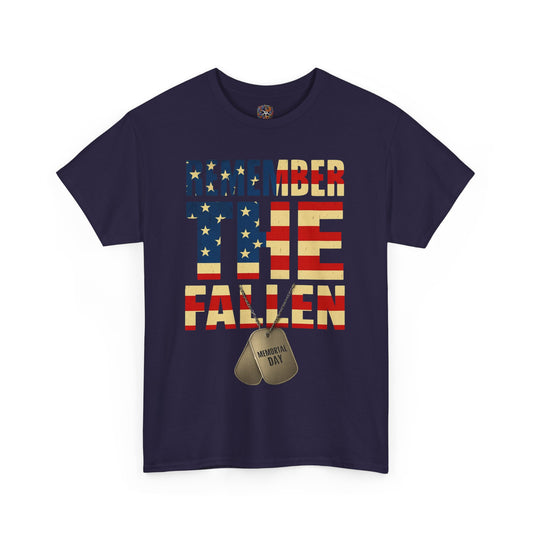 Remember the Fallen Memorial Day T-Shirt – Patriotic American Flag Design, Gildan 5000 Tee