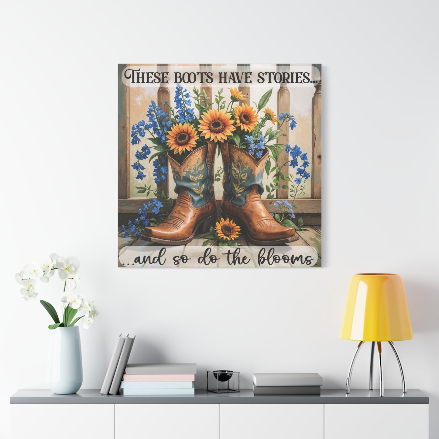 These Boots Have Stories – Premium Square Canvas Wall Art