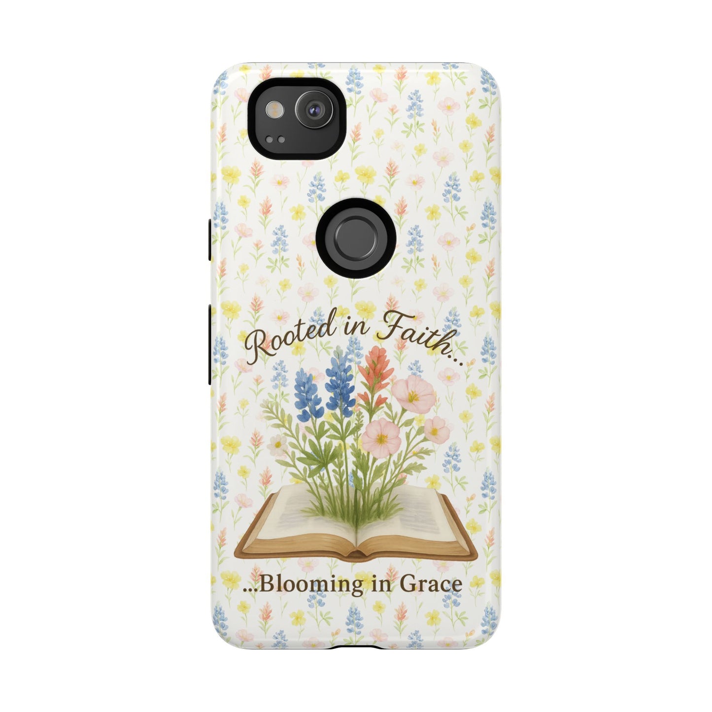 Rooted in Faith, Blooming in Grace Phone Case – Floral Scripture Design for iPhone & Samsung