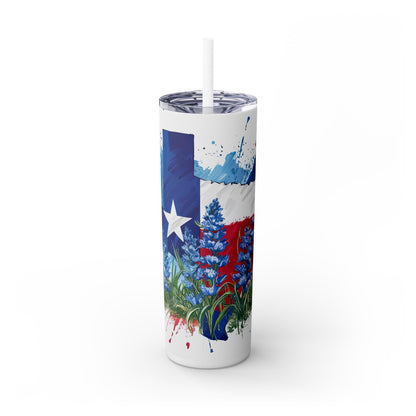20 oz skinny tumbler - Texas and Bluebonnets