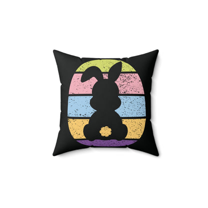 Retro Bunny Color Band Throw Pillow – Double the Cuteness, Front and Back