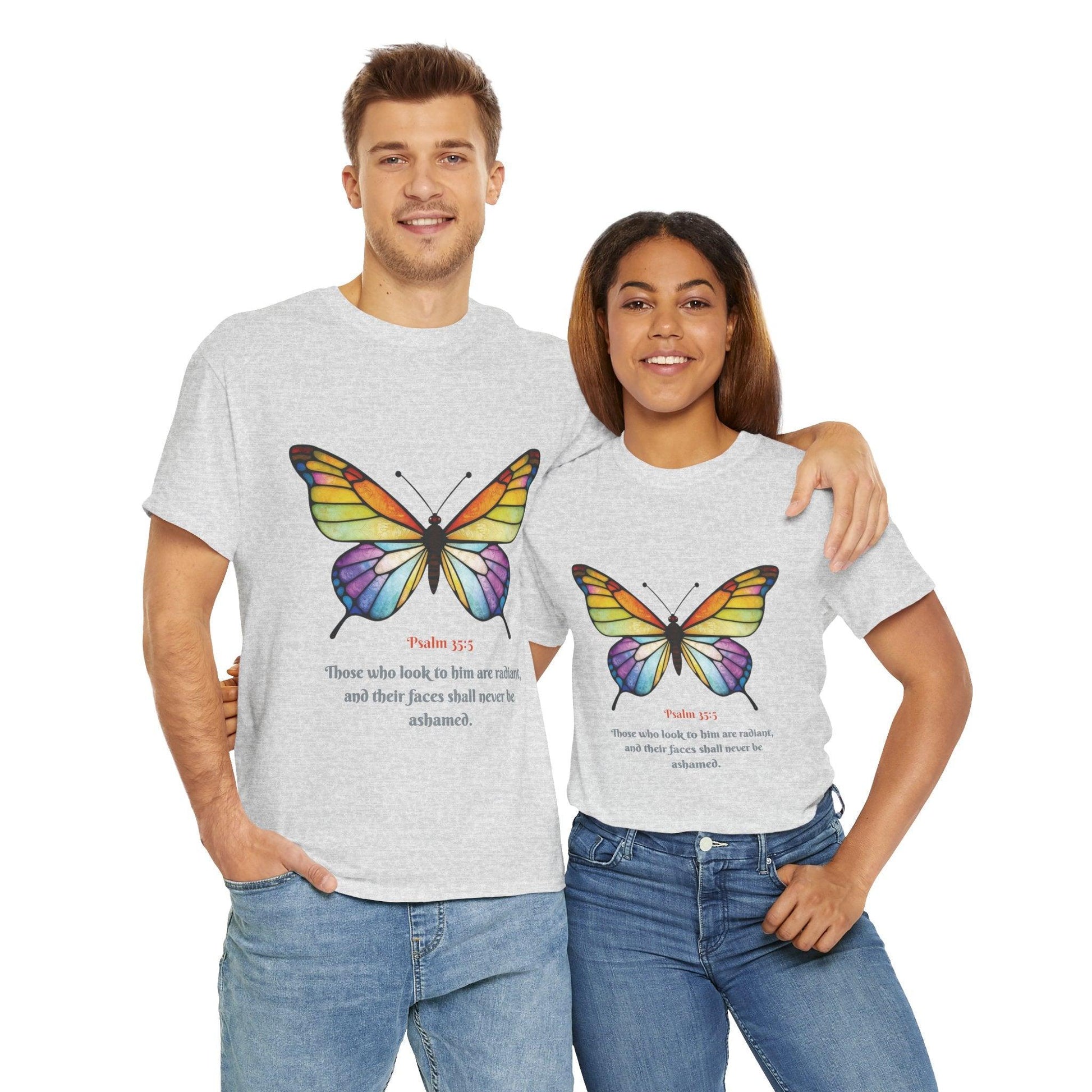 Psalm 35:5 Stained-Glass Butterfly Christian Tee - Motor Girl Boutique
