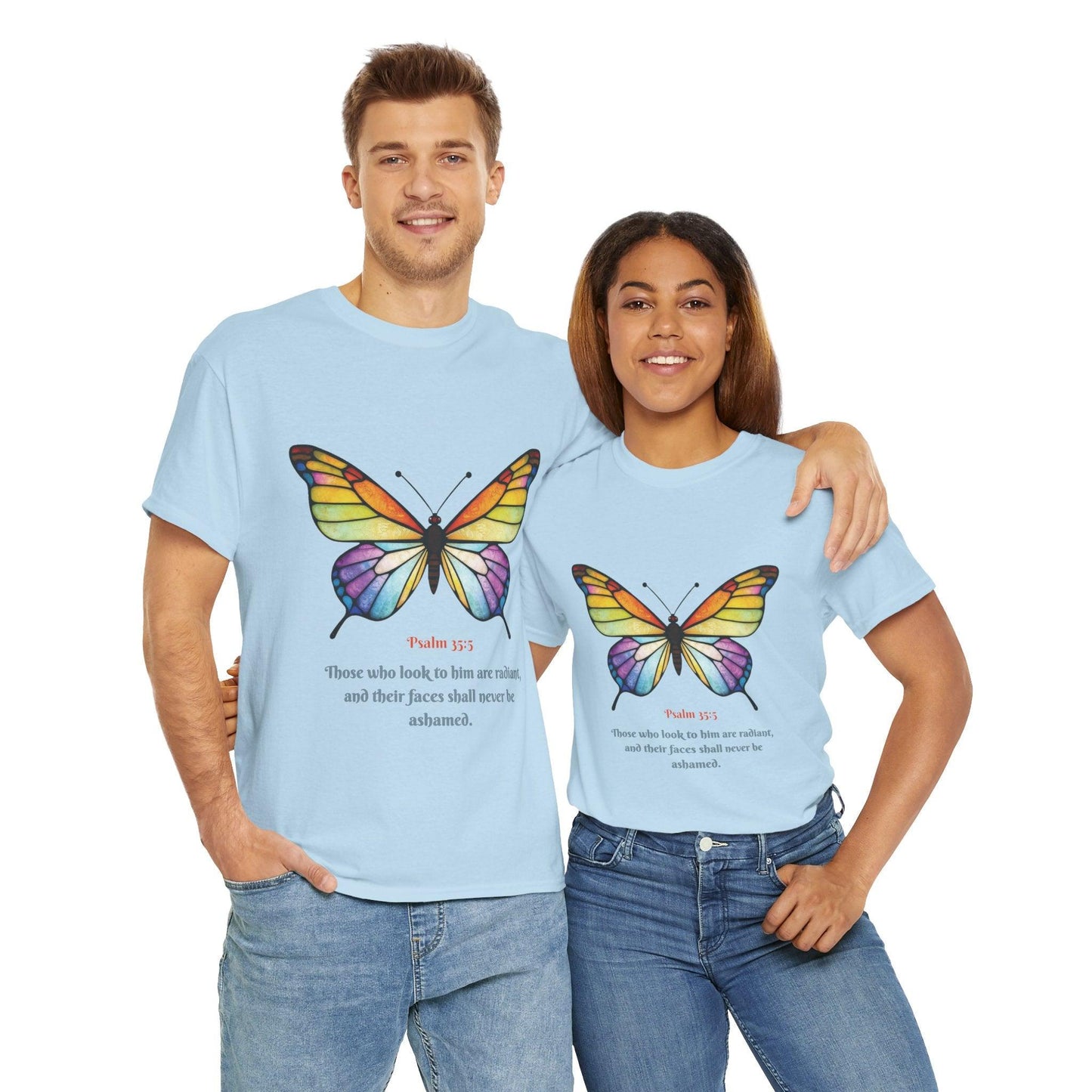 Psalm 35:5 Stained-Glass Butterfly Christian Tee - Motor Girl Boutique