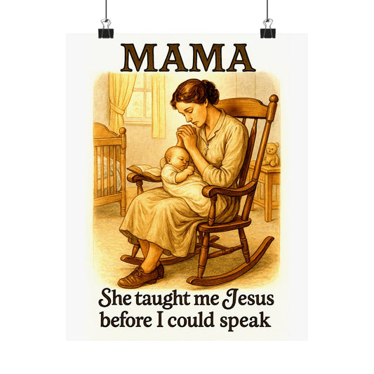 Mama – She Taught Me Jesus Before I Could Speak | Faithful Motherhood Wall Art Print