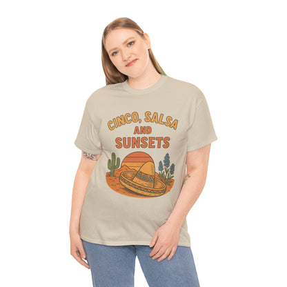 Cinco, Salsa & Sunsets Vintage Desert - Gildan 5000 Tee