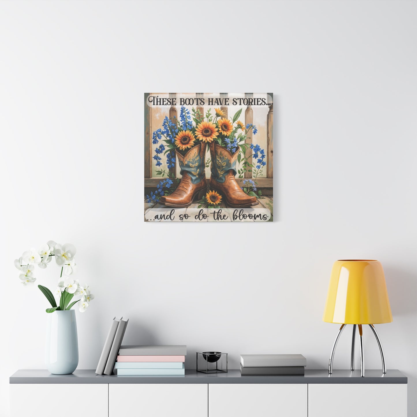 These Boots Have Stories – Premium Square Canvas Wall Art