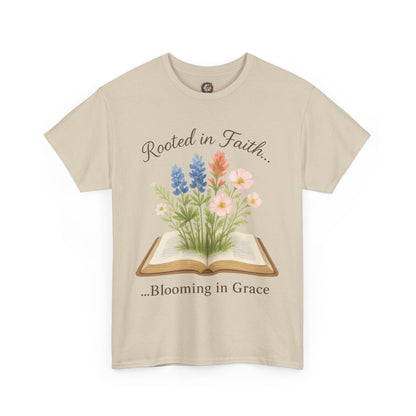 Rooted in Faith, Blooming in Grace – Gildan 5000 Christian T-Shirt