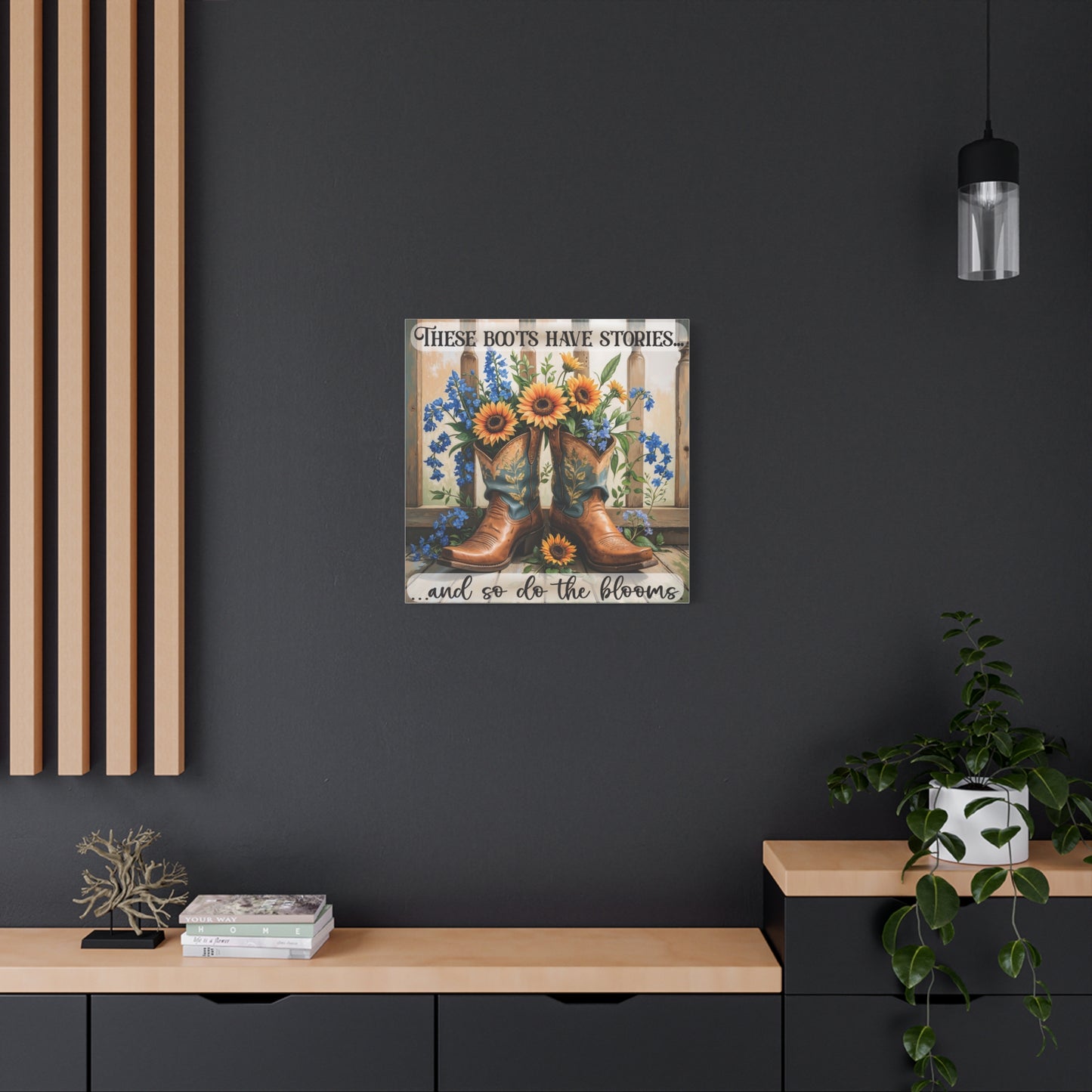 These Boots Have Stories – Premium Square Canvas Wall Art