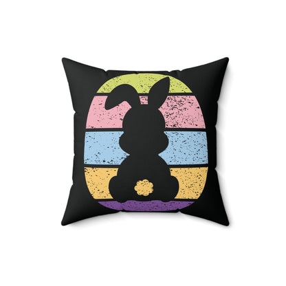 Retro Bunny Color Band Throw Pillow – Double the Cuteness, Front and Back