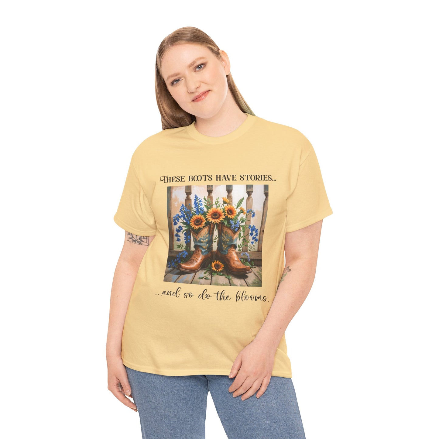 These Boots Have Stories... And So Do the Blooms – Gildan 5000 T-Shirt