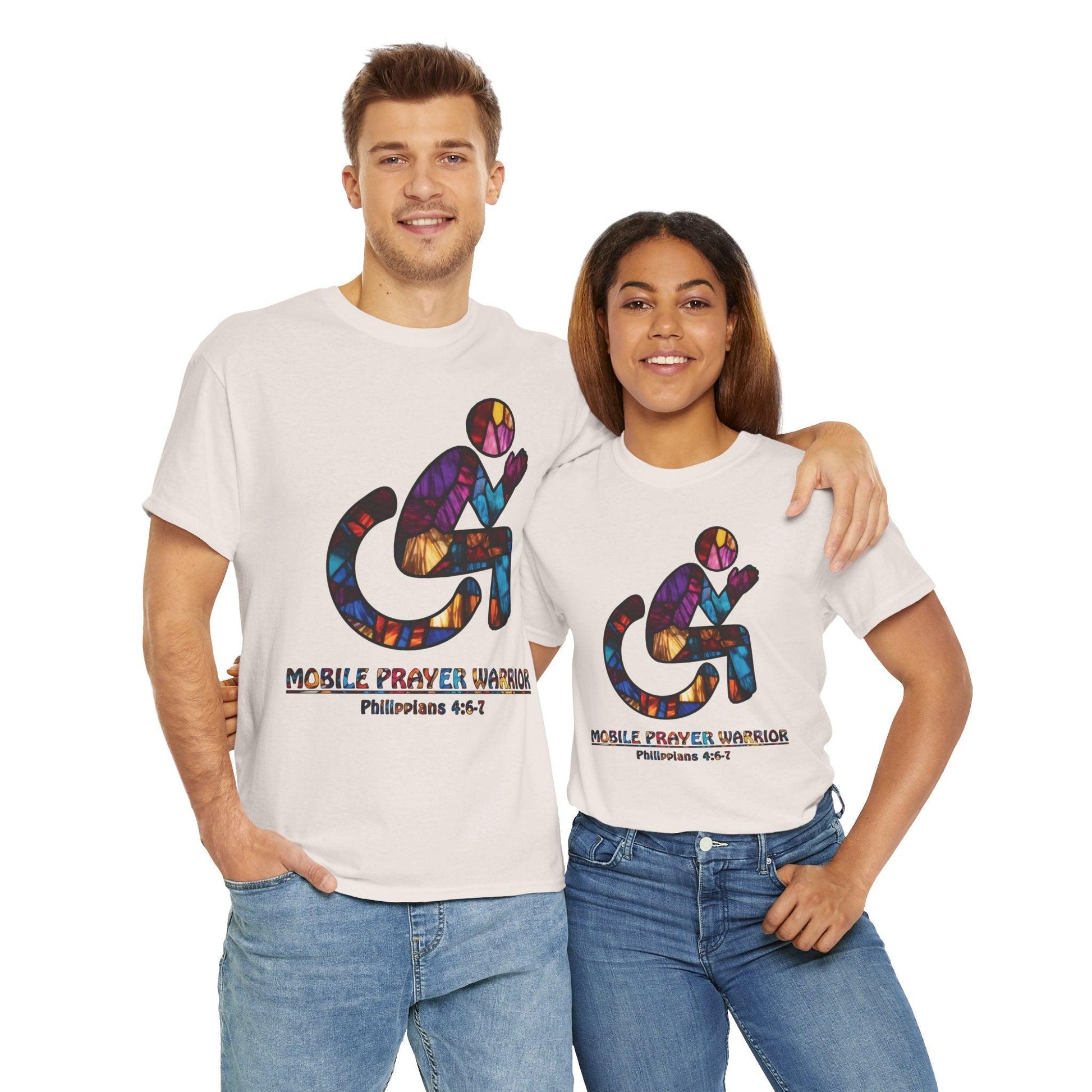 Christian Unisex Tee - Mobile Prayer Warrior Wheelchair Philippians 4:5-7 Tee - Motor Girl Boutique