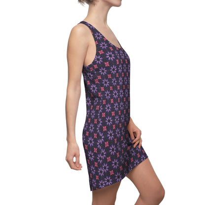 Racerback Dress - Purple and Pink Geometric Pattern - Motor Girl Boutique