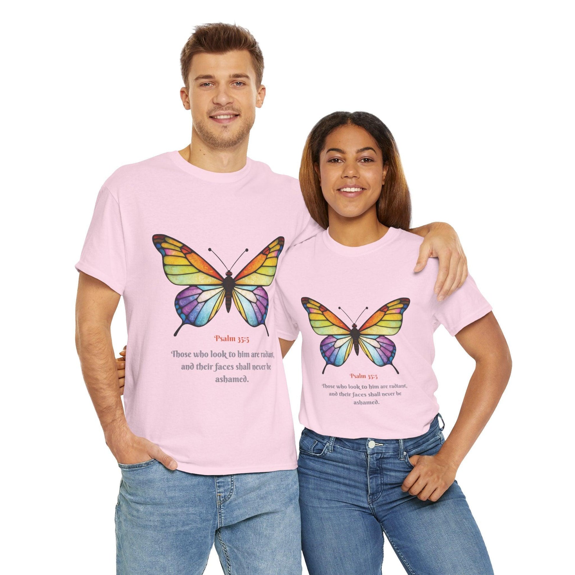 Psalm 35:5 Stained-Glass Butterfly Christian Tee - Motor Girl Boutique