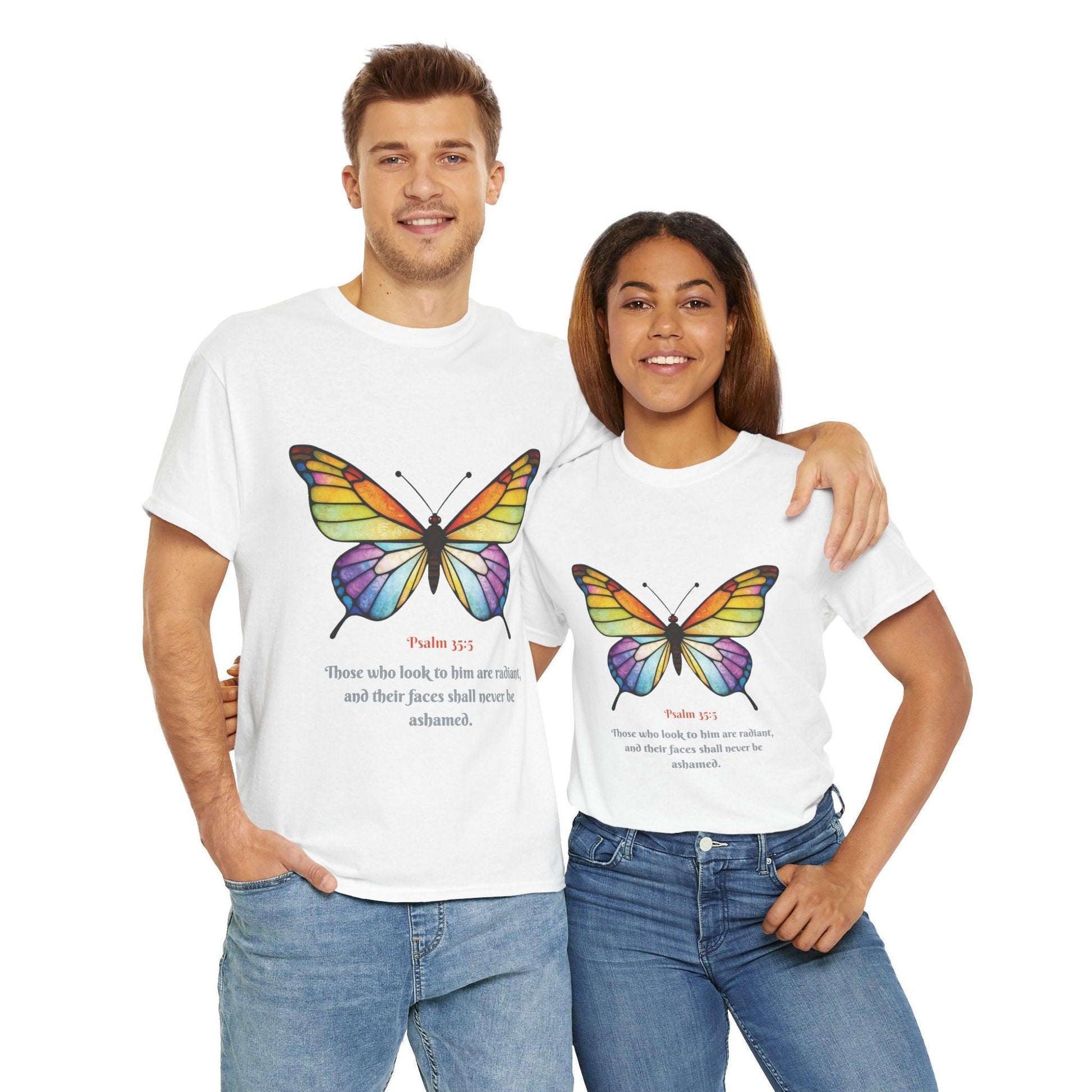 Psalm 35:5 Stained-Glass Butterfly Christian Tee - Motor Girl Boutique