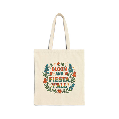 Bloom and Fiesta, Y’all – Texas Wildflower Canvas Tote Bag